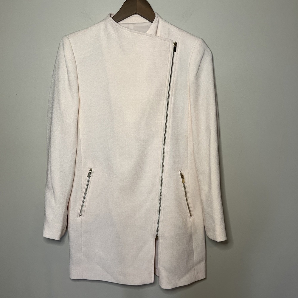 Club Monaco Women's Asymmetrical Zip Kimono Blazer Jacket Light Pale Pink XS